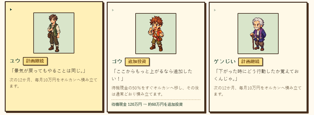 オルカン村の行動選択画面